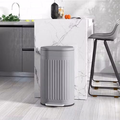 HOMCOM 30L Metal Pedal Bin with Soft-close Lid and Removable Inner Bucket, Grey, W: 31.2 cm, D: 31.2 cm, H: 30.0 cm – 2