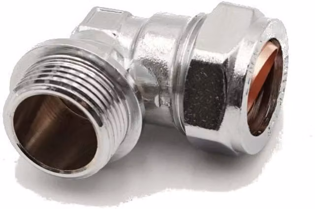 Prima Plus Silver Chrome Brass Compression Elbow Bend 22mm x 3/4"