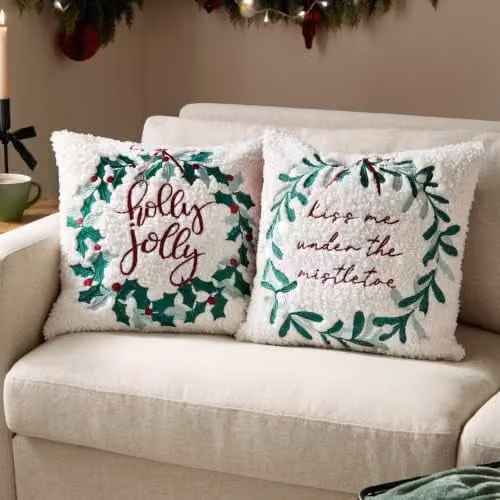 Riva Home Multicolour Velvet Floral Christmas Cushion, W/D/H: 45 x 45 x 45 cm – 2