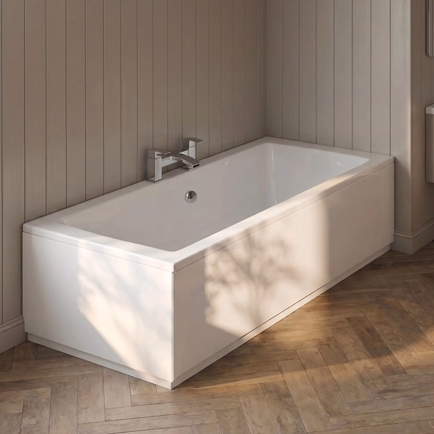 Balterley L-Shaped MDF Shower Bath End Panel in White, 700mm – 3