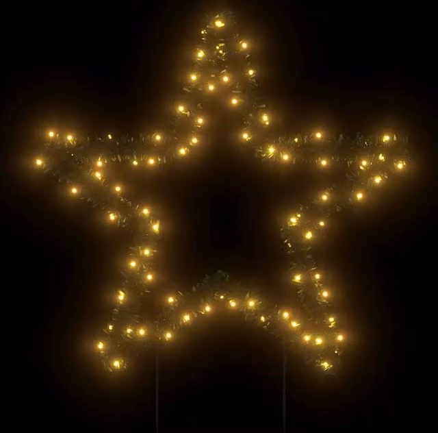 Berkfield Home Green Star Christmas Light Decoration with Spikes and 80 LEDs, Height: 60 cm – 1