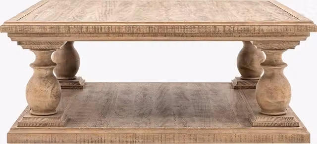 Perch & Parrow Heirloom Square Coffee Table in Brown Rustic Pine Wood