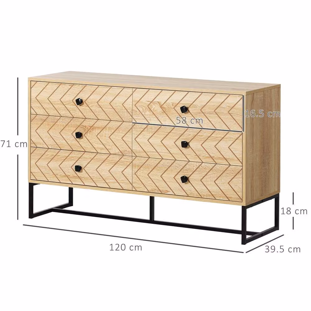 STILVORA 6 Drawer Chest of Drawers with Geometric Zigzag Design in Sand and Brown – 2
