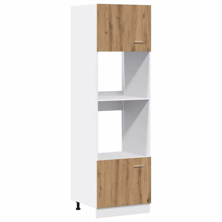 Berkfield Home Lyon Artisan Oak Microwave Cabinet in Brown, W/D/H: 60 x 57 x 207 cm
