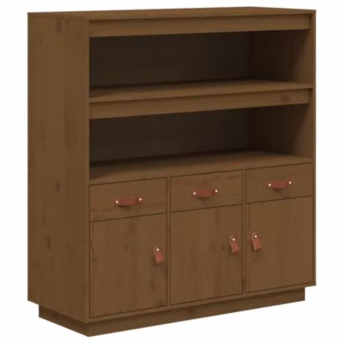 vidaXL Modern Highboard in Brown Solid Pine Wood, W/D/H: 100 x 40 x 108.5 cm – 1