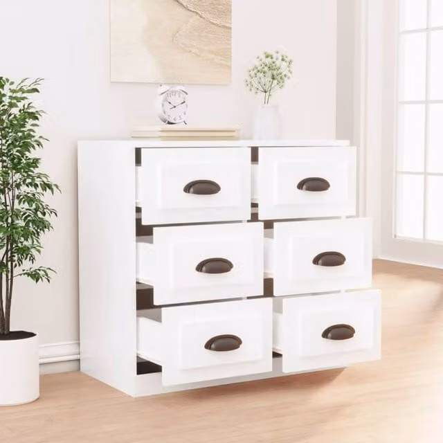 Berkfield Home White Modern Sideboard in Matt MDF, W: 70 cm, D: 35.5 cm, H: 67.5 cm