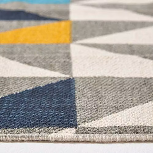 Homescapes Copenhagen Geometric Scandi Printed Cotton Hall Runner in Blue, Yellow, Grey and White, W: 66 cm, L: 200 cm – 4