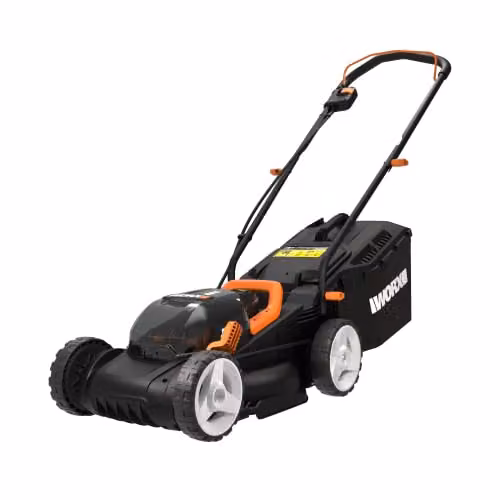 WORX WG927E PowerShare 40V Lawnmower and Trimmer Twin Pack in Orange and Multicolour with Rechargeable Battery and Quick Charger – 1