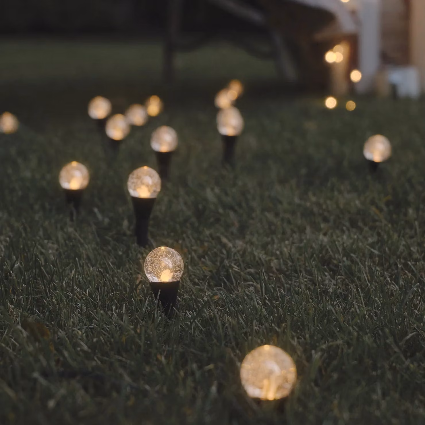 Lights4fun Set of 20 Pacific Mini Bubble Solar Stake Lights with Warm White LEDs in White