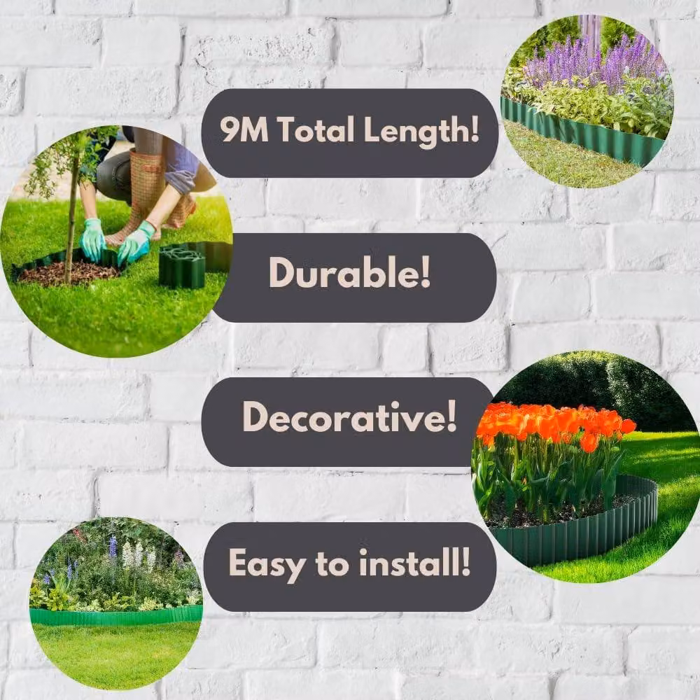 Marco Paul Green PVC Garden Border Edging Roll, 9m – 7