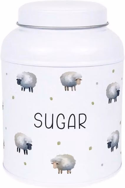Purely Home Spring Sheep Sugar Storage Canister with Domed Lid, White Metal