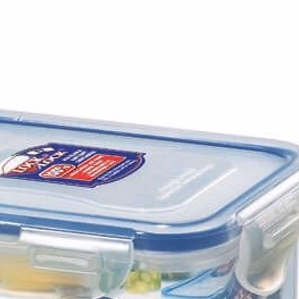 Lock & Lock Airtight Rectangular Plastic Food Storage Container, Transparent, 350ml – 2
