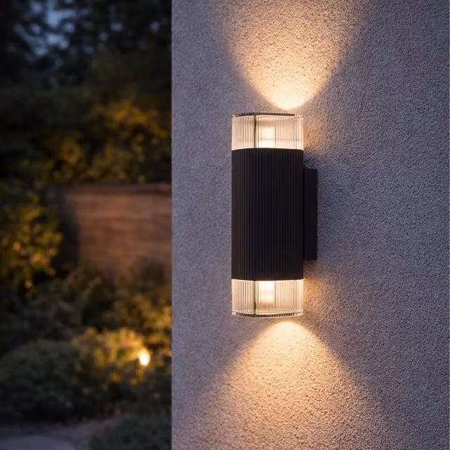 Eglo Castelnuovo Modern Outdoor Wall Light, Black Aluminium, IP65, GU10, Up/Down Lighting