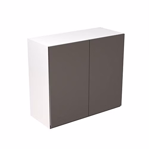 Kitchen Kit Modern Glossy Grey Bridging Wall Cabinet with Soft Close J-Pull Doors, W/D/H: 80.0 x 33.0 x 72.0 cm – 1
