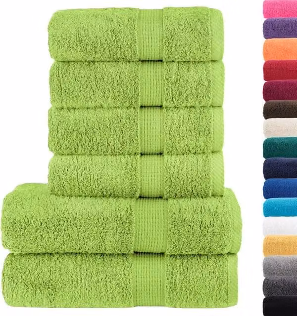 Berkfield Home SOLUND 6 Piece Premium Cotton Terry Towel Set, Apple Green, 600 gsm