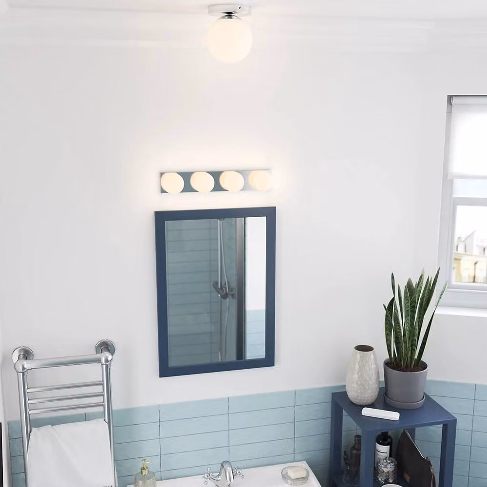Goeco Modern Silver Ceiling Light with White Glass Sphere and E27 Fitting – 2