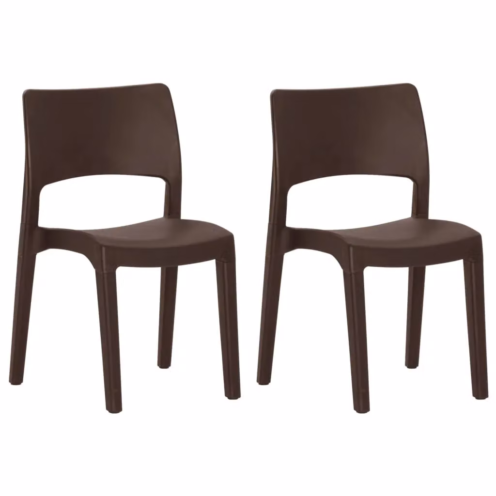 Berkfield Home Set of 2 Brown Mocha Stackable Garden Chairs in UV-Resistant Polypropylene – 2