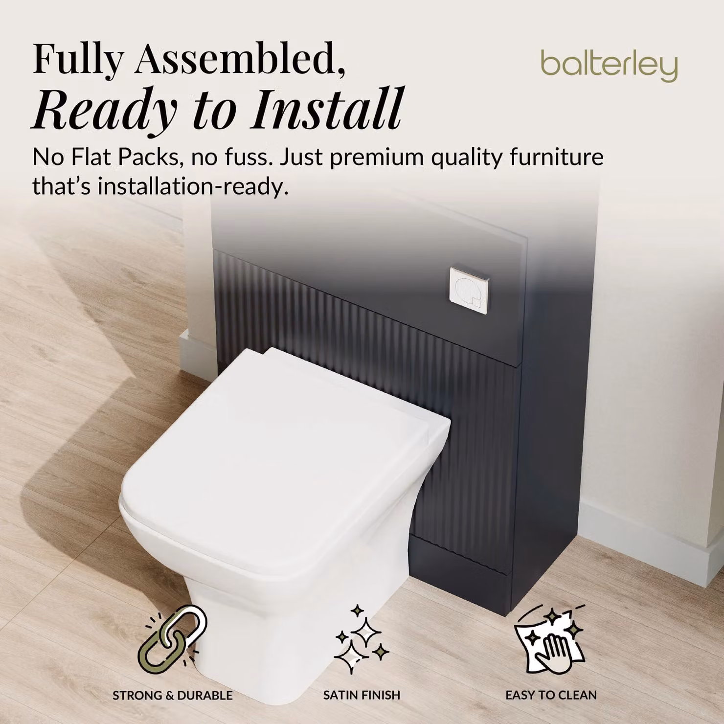 Balterley Fluted 500mm Floor Standing WC Unit in Matt Dark Grey – 2