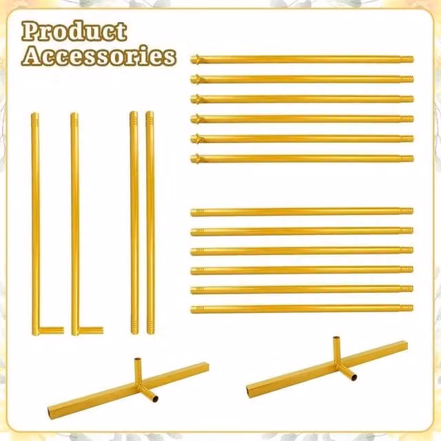 NESTLUNE Gold Metal Square Balloon Arch Stand Wedding Arch Frame, W: 100 cm, D: 15 cm