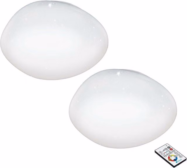 Loops 2 Pack White Modern Round Flush Ceiling Light with Crystal Effect and 21W LED