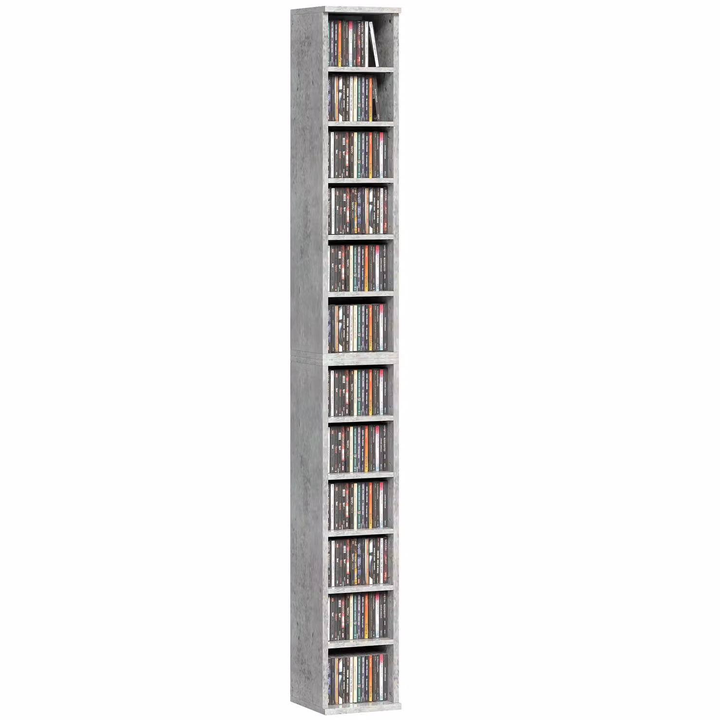 HOMCOM Set of 2 Wall Mounted CD Storage Units with Adjustable Shelves in Grey – 2