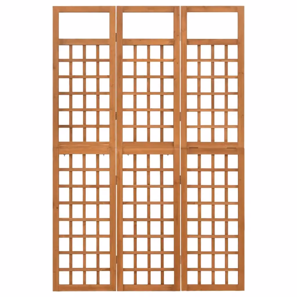 Berkfield Home 3-Panel Trellis Room Divider, Solid Fir Wood, Brown, W/H: 121 x 180.5 cm – 2