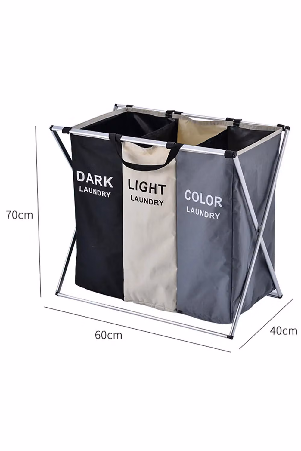Living and Home Large Detachable Laundry Basket Hamper with Aluminium Frame, Multicolour – 2