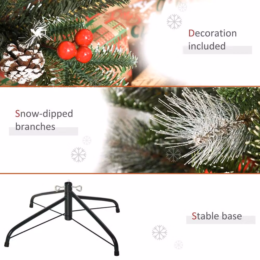 STILVORA Christmas Pencil Tree with Berries and Cones, Green, Red and White, Height: 120 cm – 7