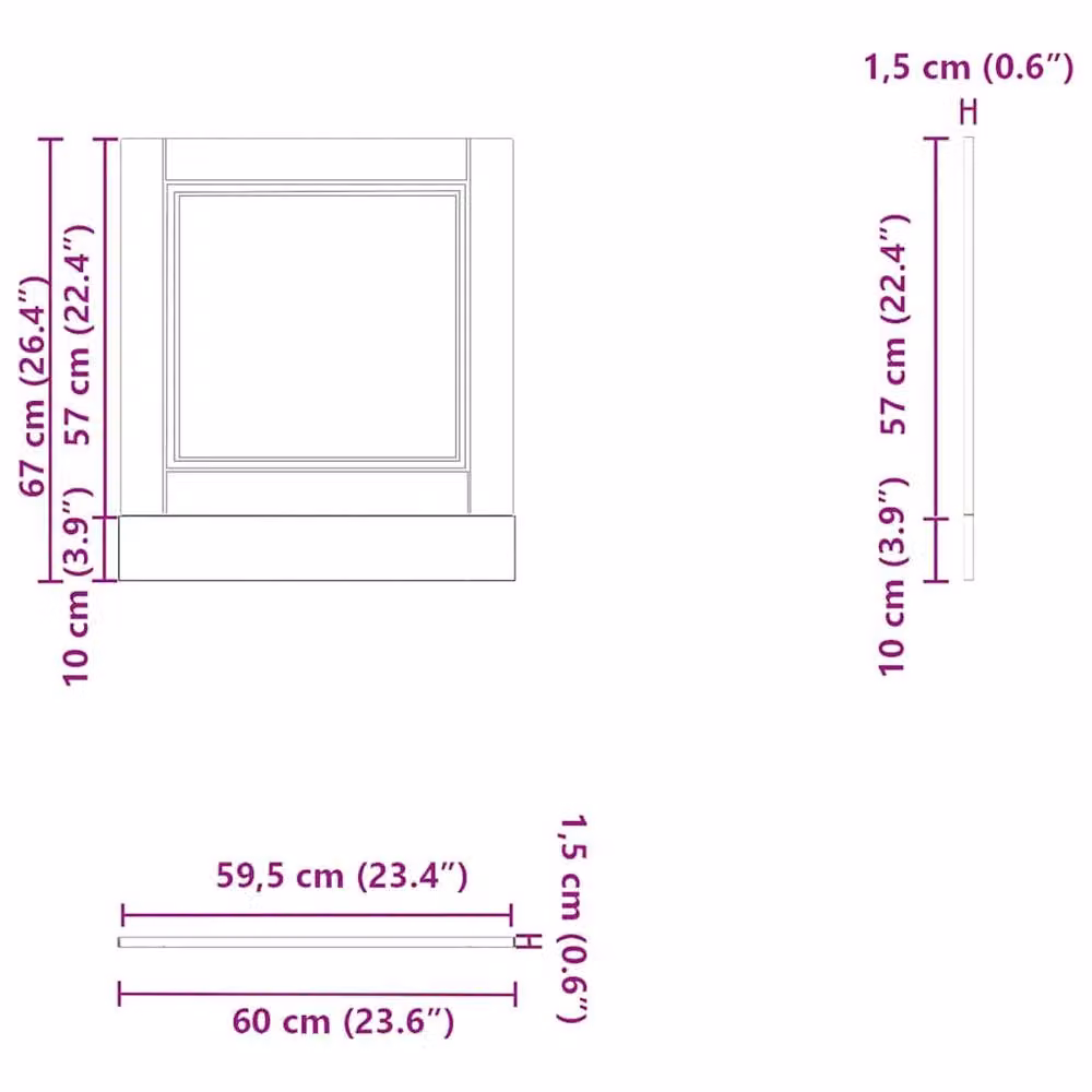 Berkfield Home Porto Artisan Oak Dishwasher Panel, Brown, Engineered Wood, H x W x D: 67 x 60 x 1.5 cm – 3