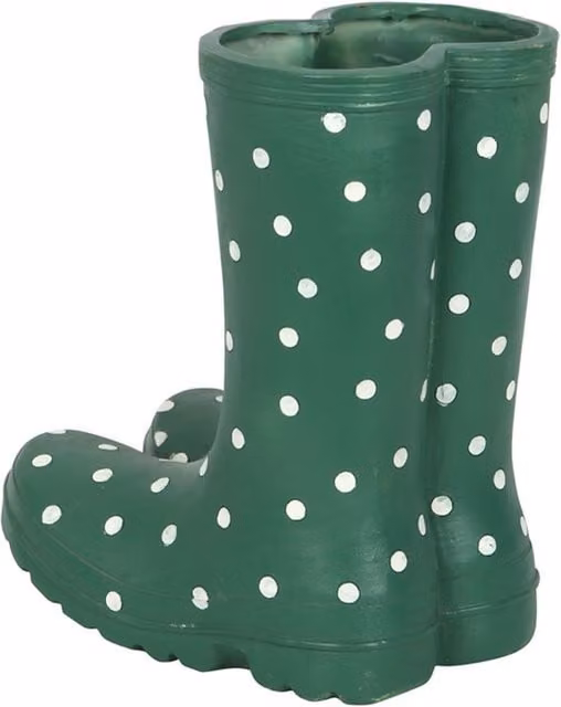 KDMK Green Polka Dot Rubber Welly Boot Planter Pot