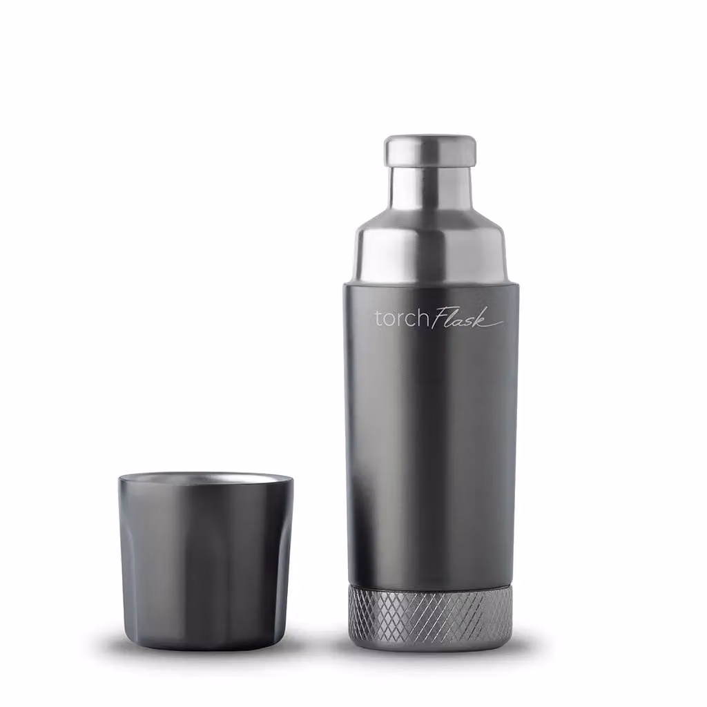 High Camp Flasks Torch Vacuum Insulated Stainless Steel Hip Flask, 6oz, Grey – 3