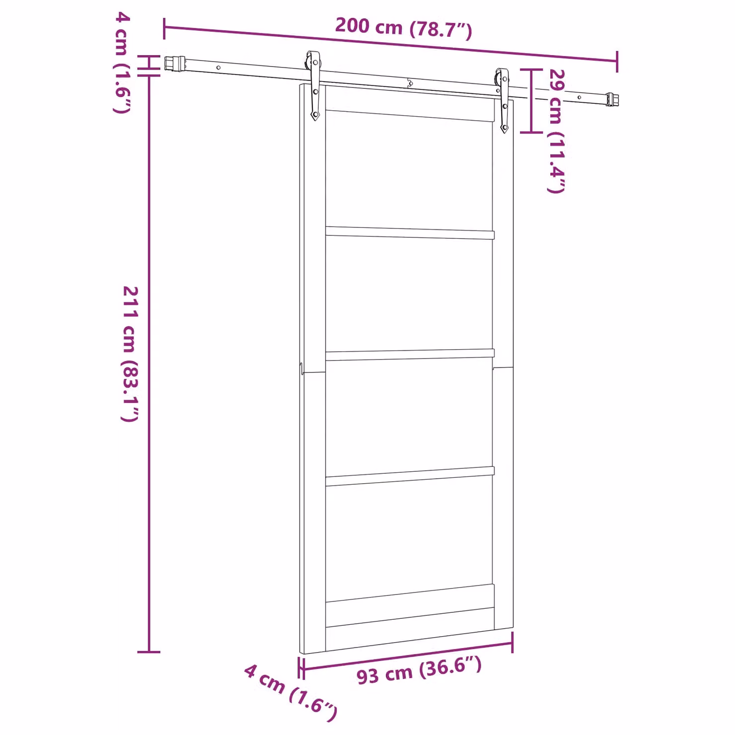 Berkfield Home Modern Sliding Wood Door with Hardware Set in Beige, W: 93 cm, H: 211 cm – 3