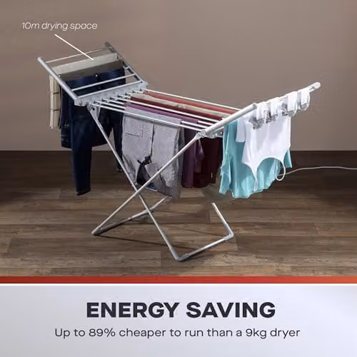 Daewoo Foldable Heated Winged Clothes Drying Rack, 230W, 15kg Capacity, Aluminium, White and Silver – 4