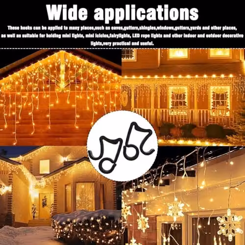 Shatchi 24-Piece Black Plastic Gutter Hooks for Outdoor LED String and Rope Lights – 7