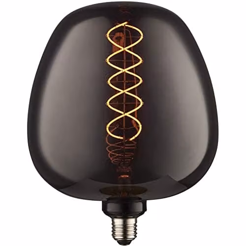 Loops 4W E27 LED Filament Lamp with Grey Smoked Glass Globe, 50 Lumen, 1800K Warm White