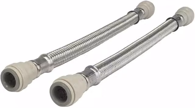 John Guest Braided Stainless Steel Hose in Silver, Pack of 2, Length: 500 mm, W/D: 22 x 22 mm