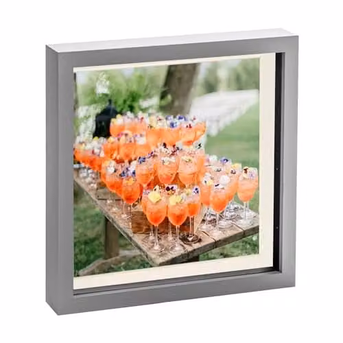 Nicola Spring Square 3D Shadow Box Photo Frame in Grey with Glass and Plastic Details – 1
