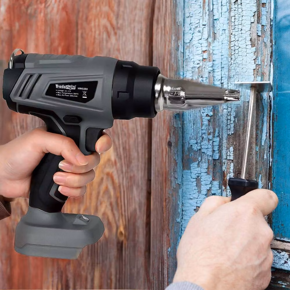 Traderight 21V Cordless Handheld Hot Air Heat Gun with 5 Nozzles in Grey – 3
