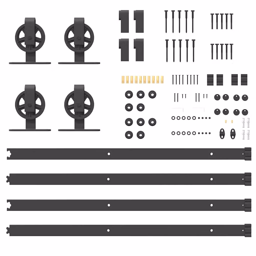 Berkfield Home Sliding Door Hardware Kit in Black Steel, 366 cm – 3