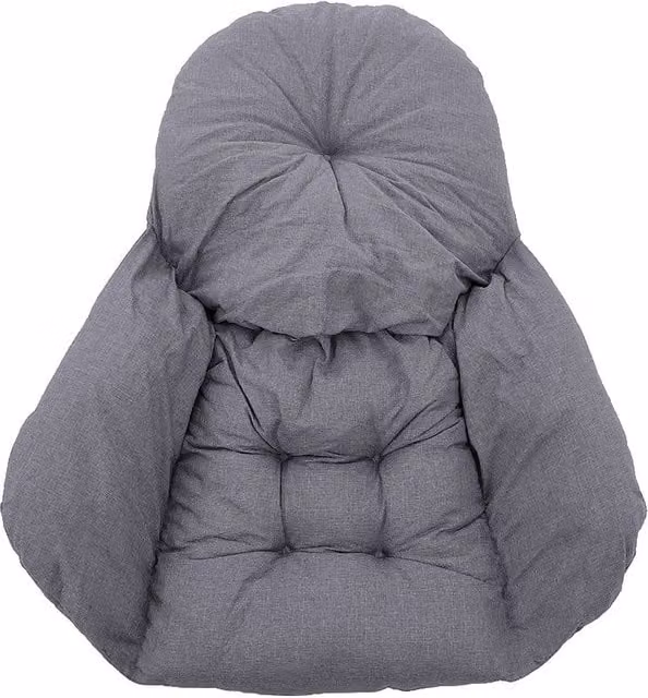 Living and Home Oval Egg Hammock Swing Chair Cushion with Armrest and Backrest in Grey Cotton