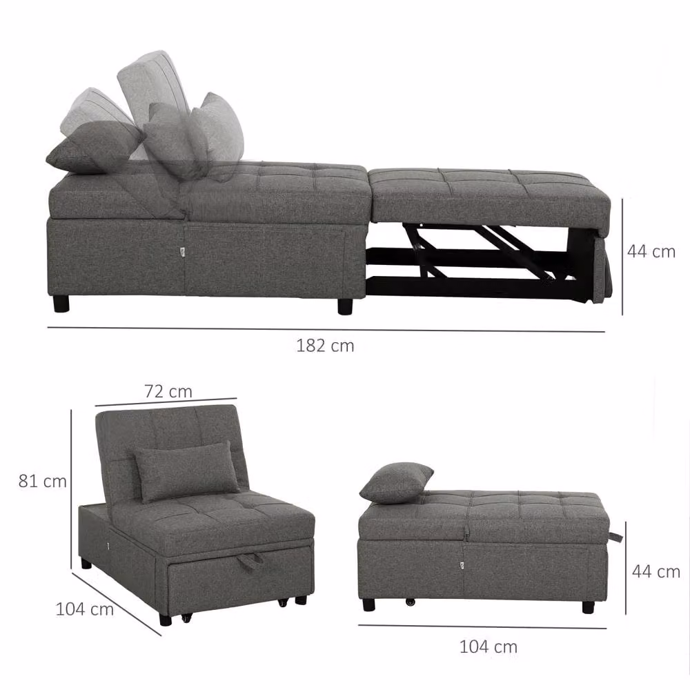 Wyld Haus Lulusa Kela 4 in 1 Convertible Single Sleeper Chair in Charcoal Grey – 3