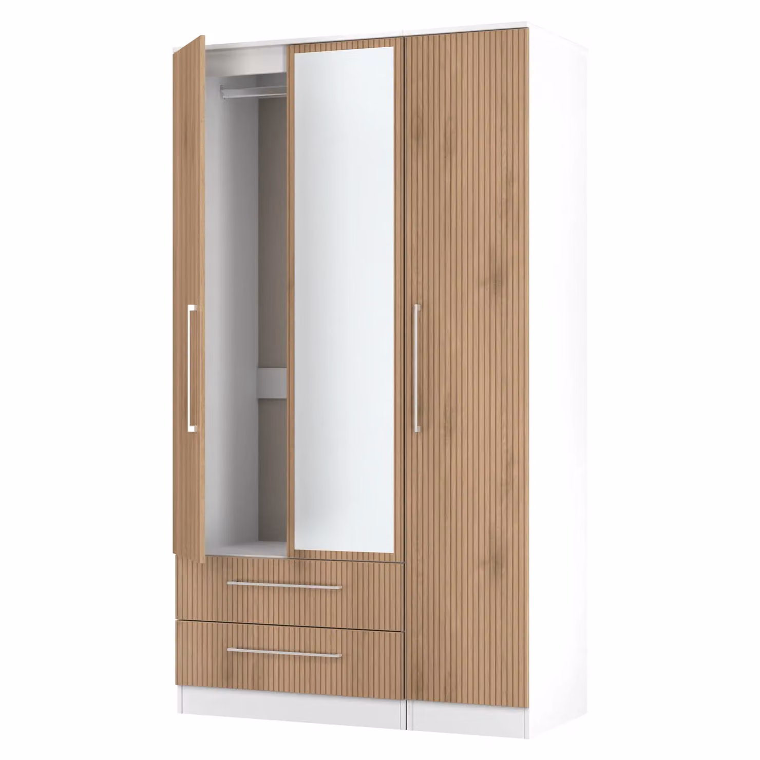 Ready Assembled 2 U Gloucester Triple Mirror Wardrobe with 2 Drawers in White – 2