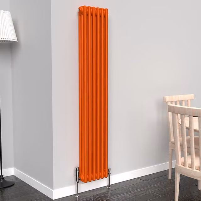 Lux Heat Vertical Coloured Column Radiator, Sunburst Orange, H 150 cm x W 29 cm