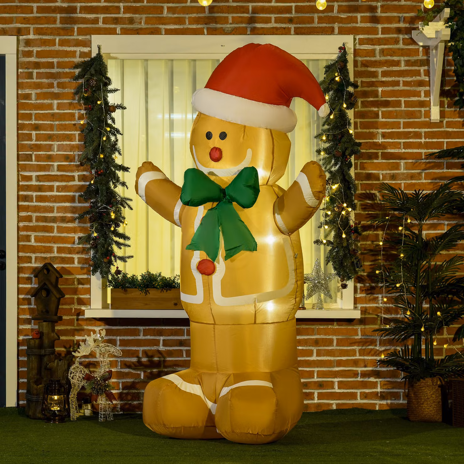 HOMCOM 183cm Inflatable Gingerbread Man Christmas Decoration with LED Lights for Indoor and Outdoor Use – 2