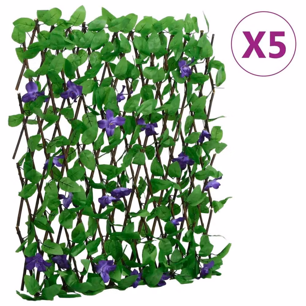 Berkfield Home Realistic Artificial Ivy Trellis Expandable Hedge, 5 Pieces, Green – 2