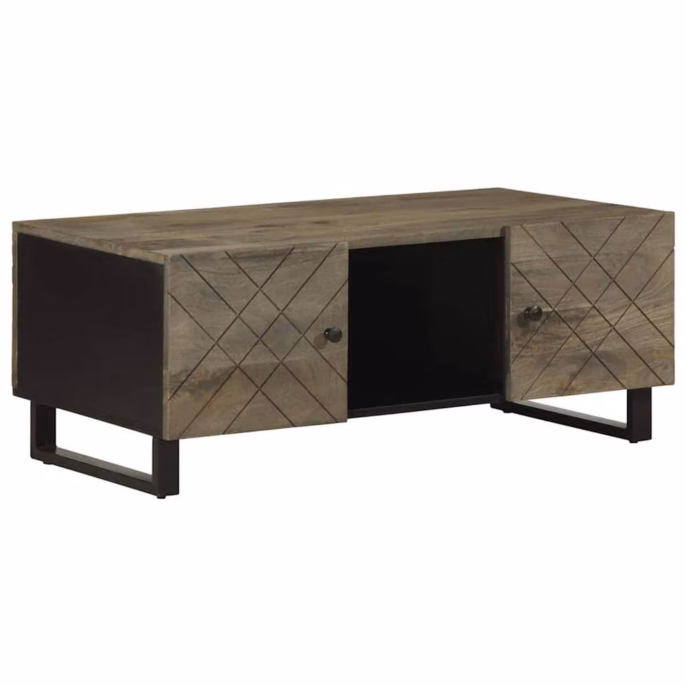 Berkfield Home Black Mango Wood Coffee Table W/D/H: 100 x 54 x 40 cm – 2