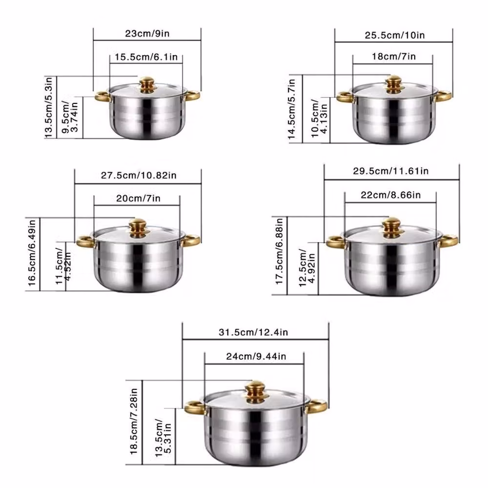 EONLION 5 Piece Stainless Steel and Aluminium Saucepan Set in Silver – 2