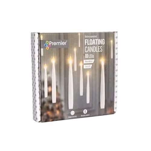 Samuel Alexander Set of 10 Floating Beige Battery Operated LED Candles with Remote Control and Flicker Effect, 15 cm – 3