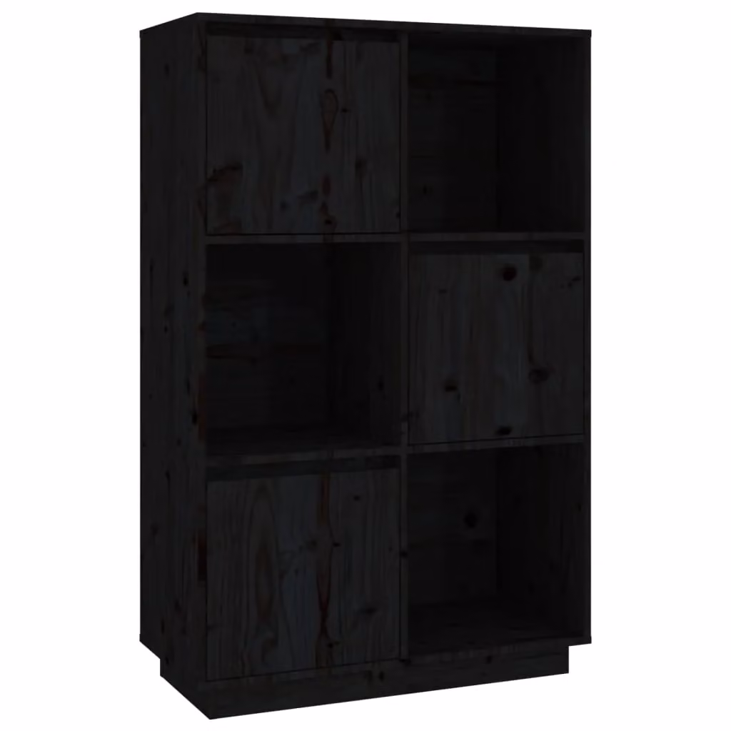 Berkfield Home Black Solid Wood Pine Highboard, W/D/H: 74 x 35 x 117 cm – 2