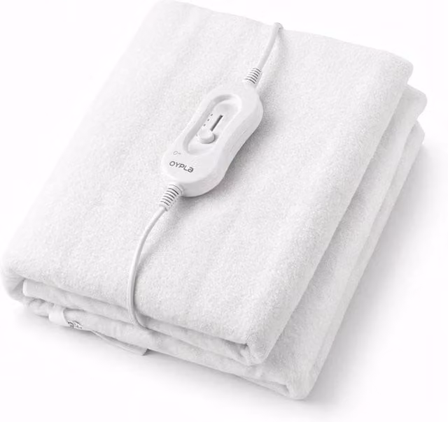 Oypla Single Machine Washable Heated Electric Blanket in White, W/D/H: 90 x 200 cm